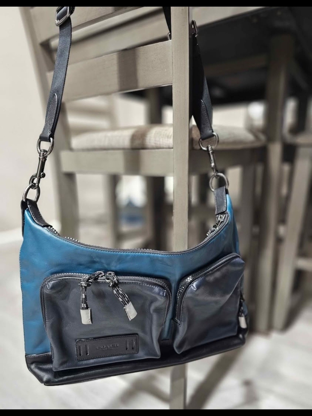 Coach Teal and Black Shoulder Bag